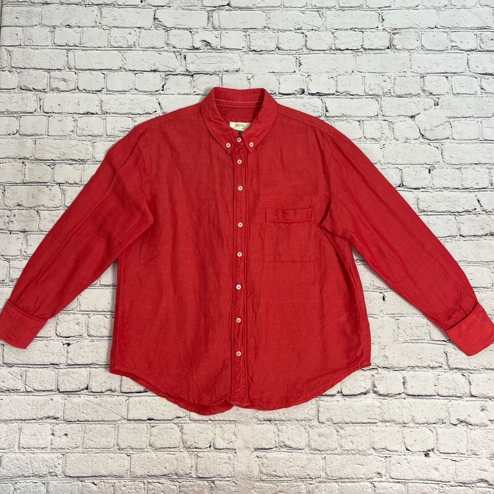 Maeve Red Button Down Shirt - Picture 4 of 11